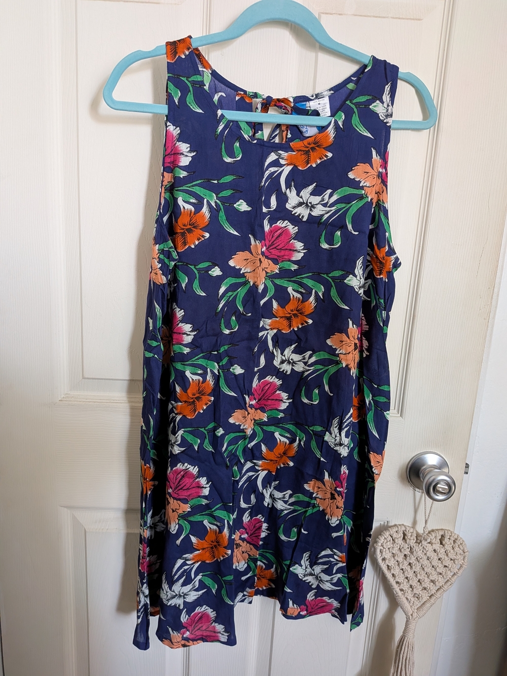Island Beach Navy Floral Sleeveless Sundress, Sz Medium